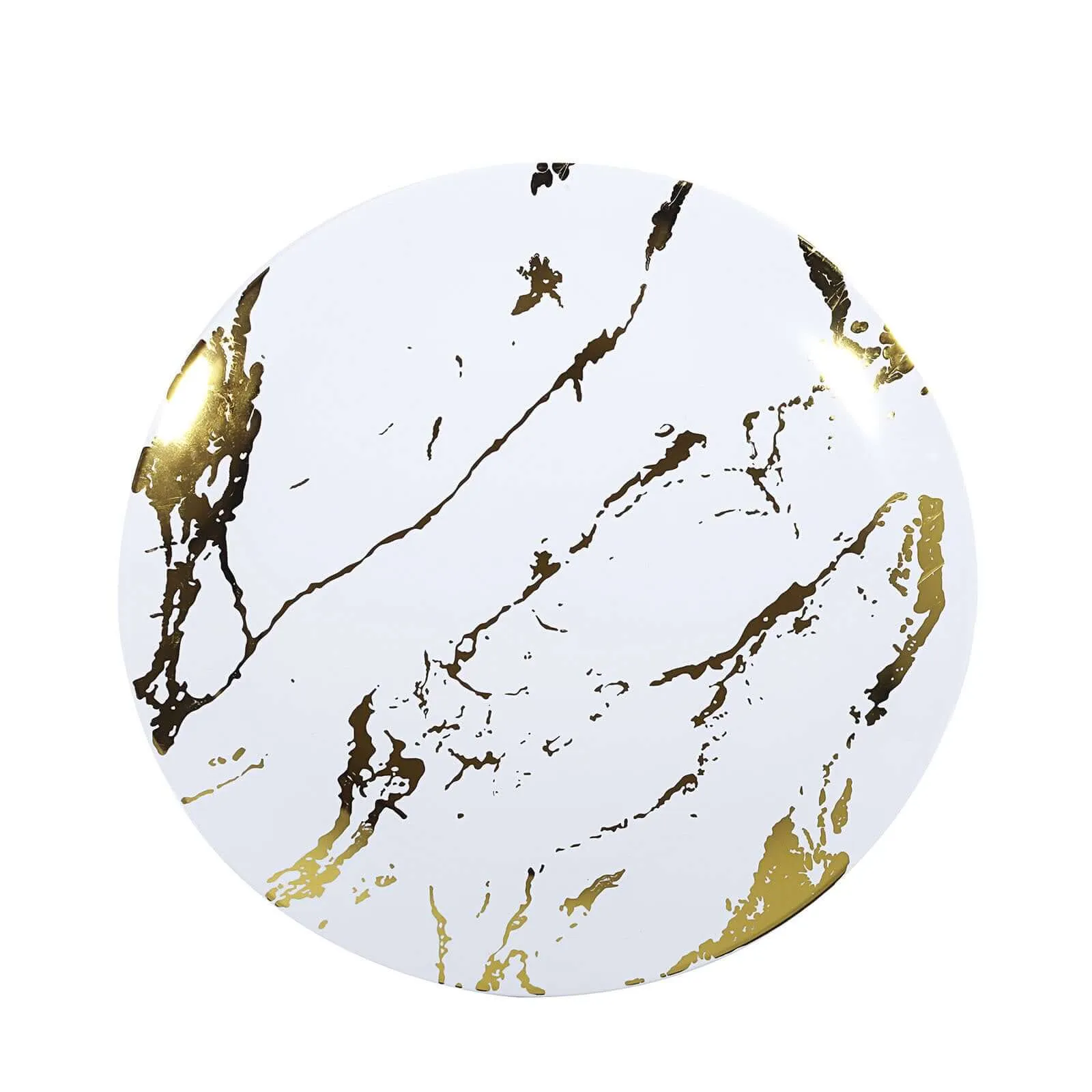 10 Pack 10" Gold and White Marble Print Plastic Dinner Party Plates, Disposable Plates