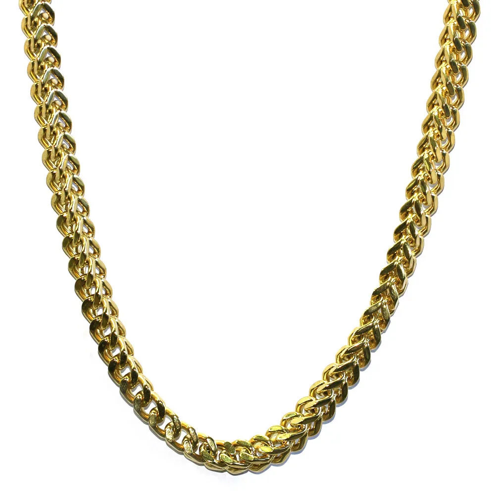 18K Gold Plated Franco Box Cuban Chain 8mm - Stainless Steel