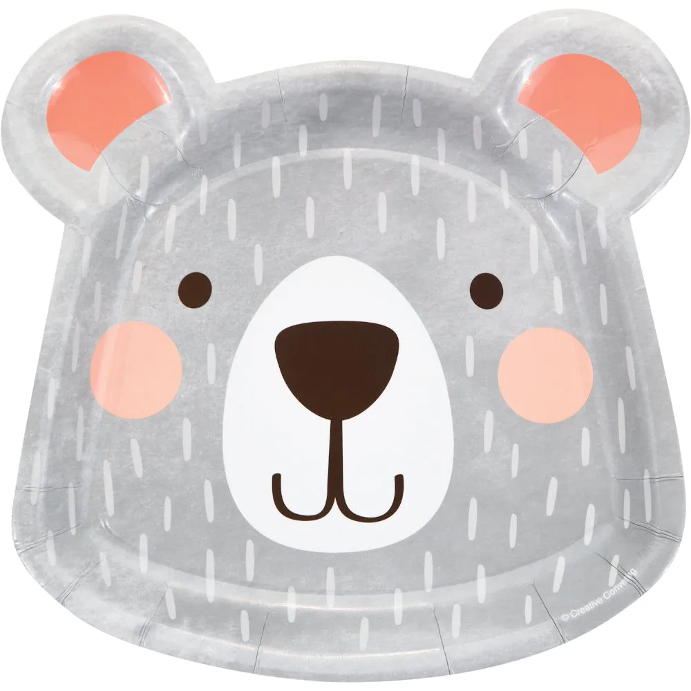 1st Birthday Bear Dinner Shaped Plates Paper 22cm Pack of 8