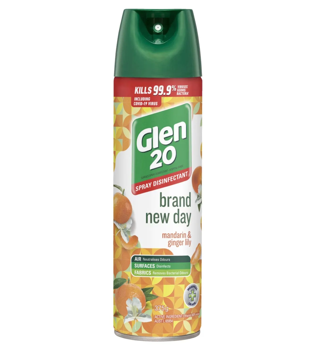 3 Pack Glen 20 Spray Disinfectant Brand New Day Mandarin & Ginger Lily 375g