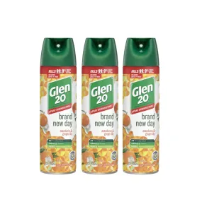 3 Pack Glen 20 Spray Disinfectant Brand New Day Mandarin & Ginger Lily 375g