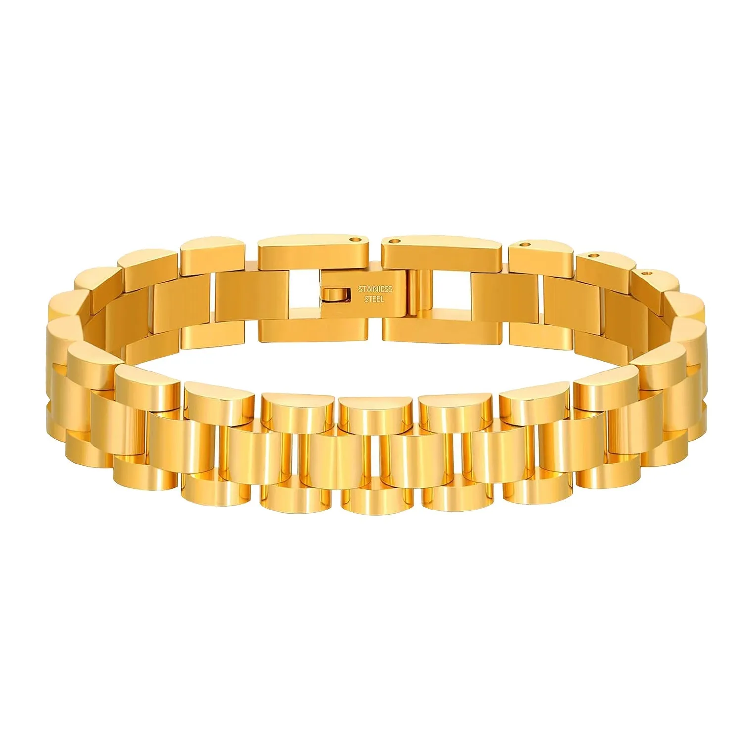 316L Stainless Steel 22K Gold Plated Reverse Men Stylish Bracelet