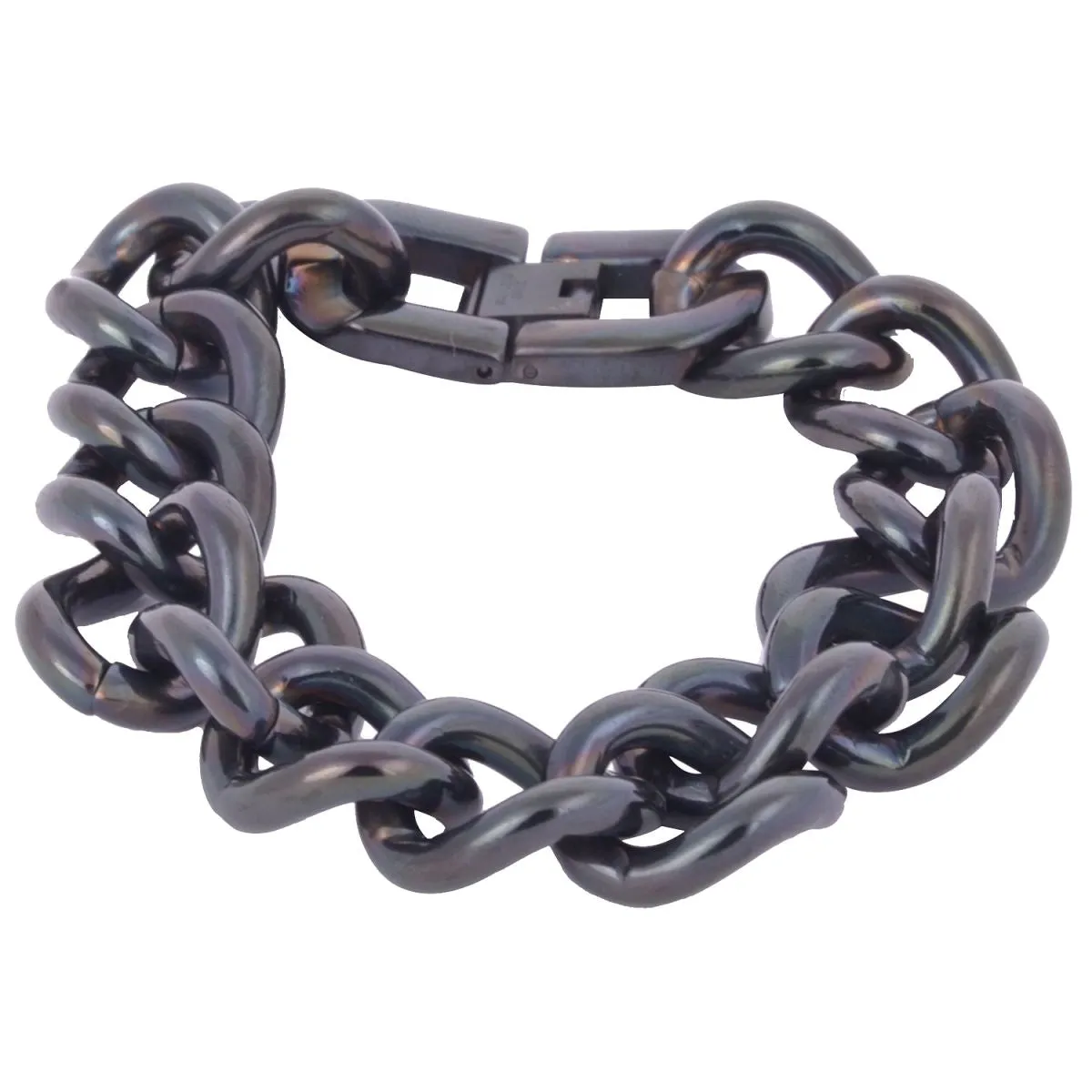 316L Stainless Steel Black Rhodium Big Links Mens Bracelet