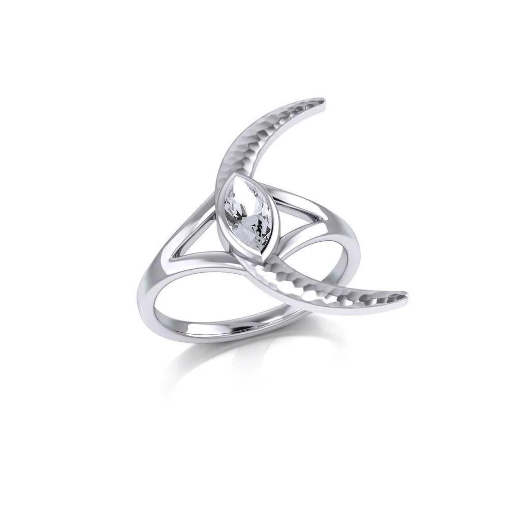 A Glimpse of the Crescent Moon's Beginning ~ Silver Jewelry Ring TRI2265