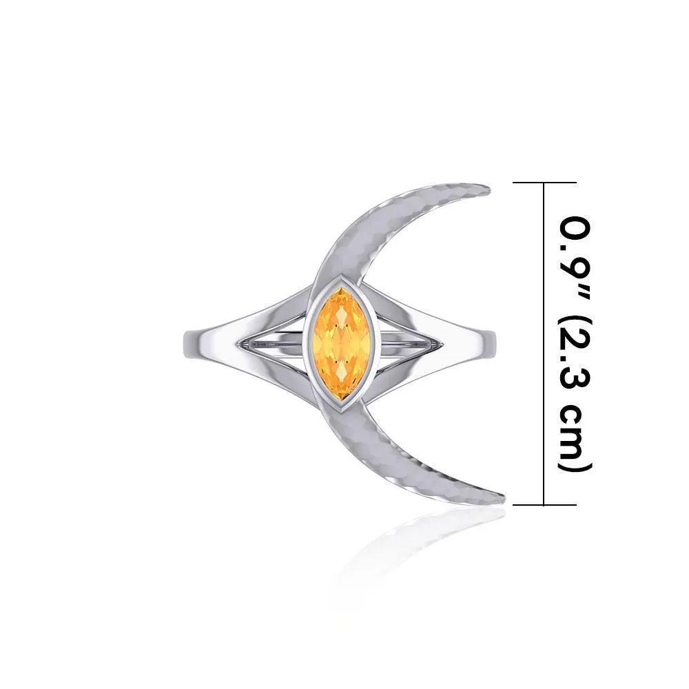 A Glimpse of the Crescent Moon's Beginning ~ Silver Jewelry Ring TRI2265