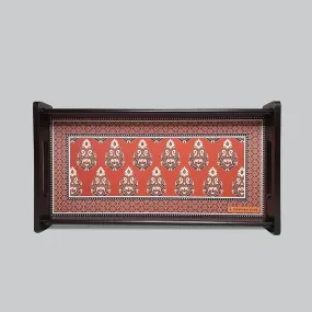 Ajrakh Rectangle Small Tray with Matte Finish (Maroon)