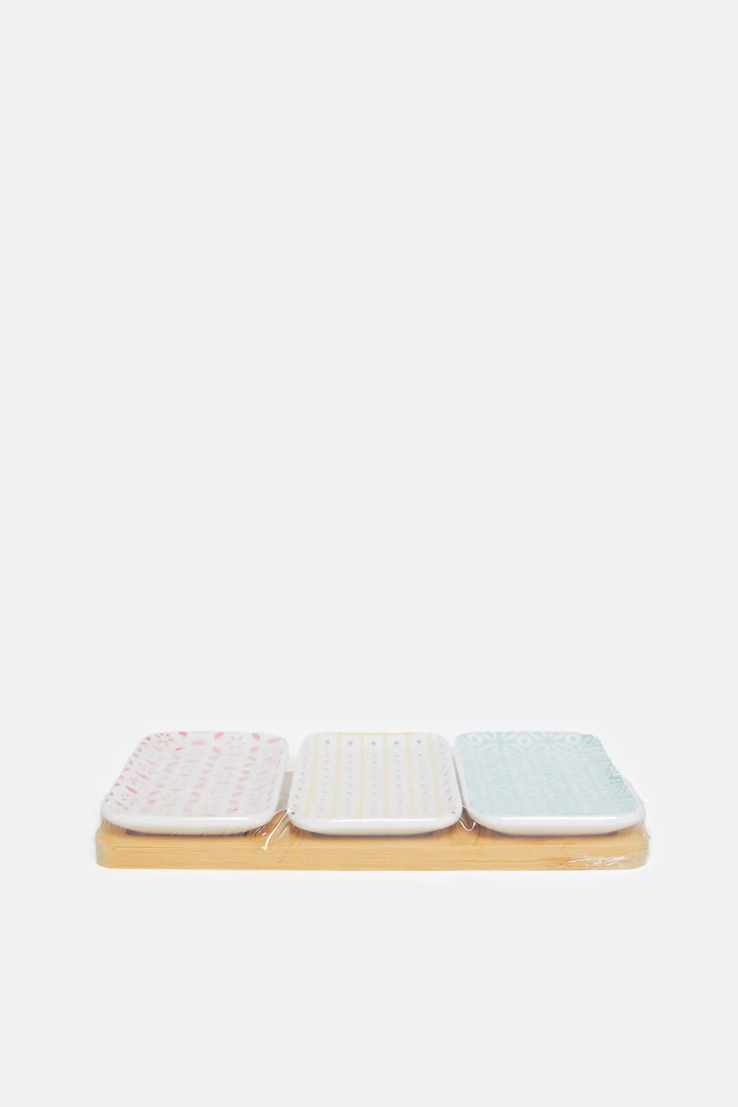 Asssorted Rectangle Serving Dish With Bamboo Tray (4 Piece)