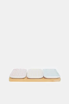 Asssorted Rectangle Serving Dish With Bamboo Tray (4 Piece)