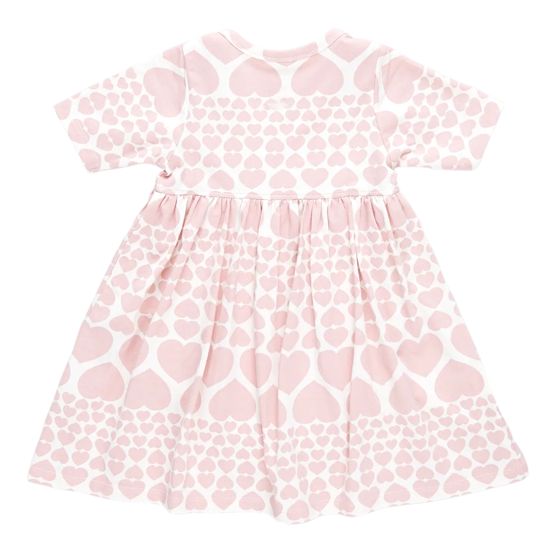 Baby Girls Organic Steph Dress - Pink Cascading Hearts