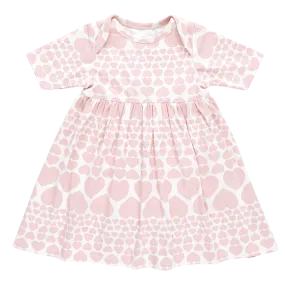 Baby Girls Organic Steph Dress - Pink Cascading Hearts