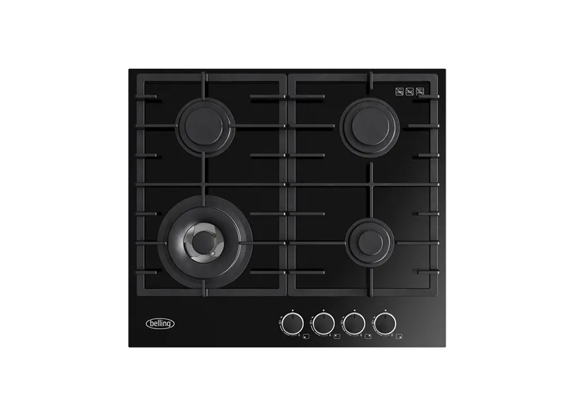 Belling BDC604BK 60cm Gas-Thru-Glass Cooktop, Black Glass