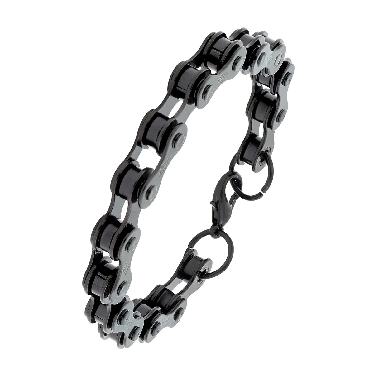 Biker Motor Cycle Chain Black Silver Stainless Steel Funky Mens Bracelet Men