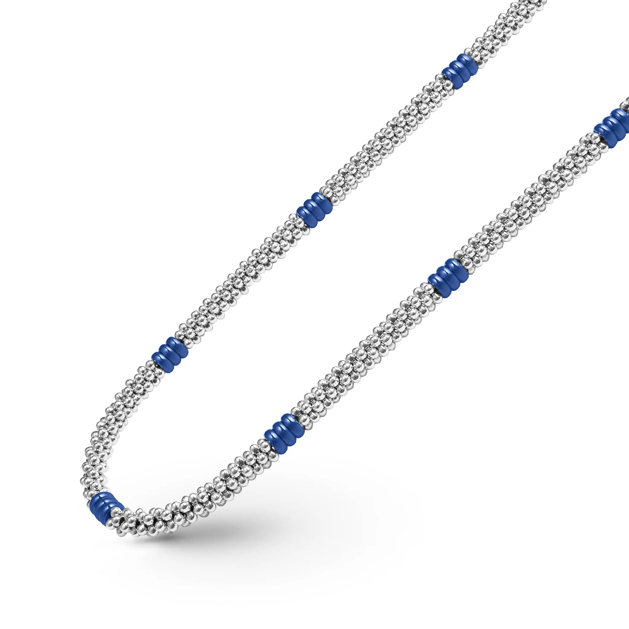 Blue Caviar Ceramic Three Bead Station Caviar Necklace