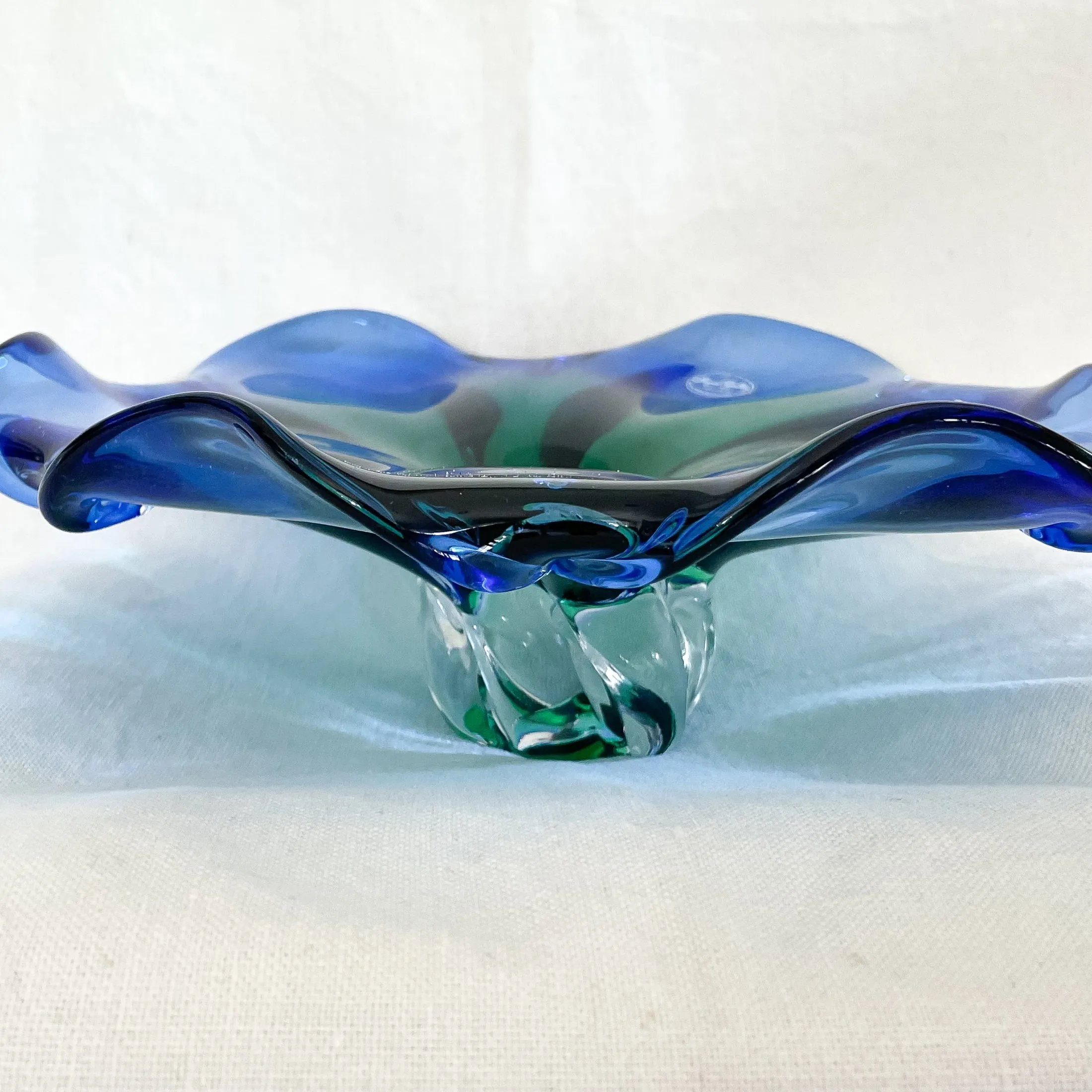 Blue/Green Art Glass Bowl/Display, Royal Gallery Made in Poland, Murano Style