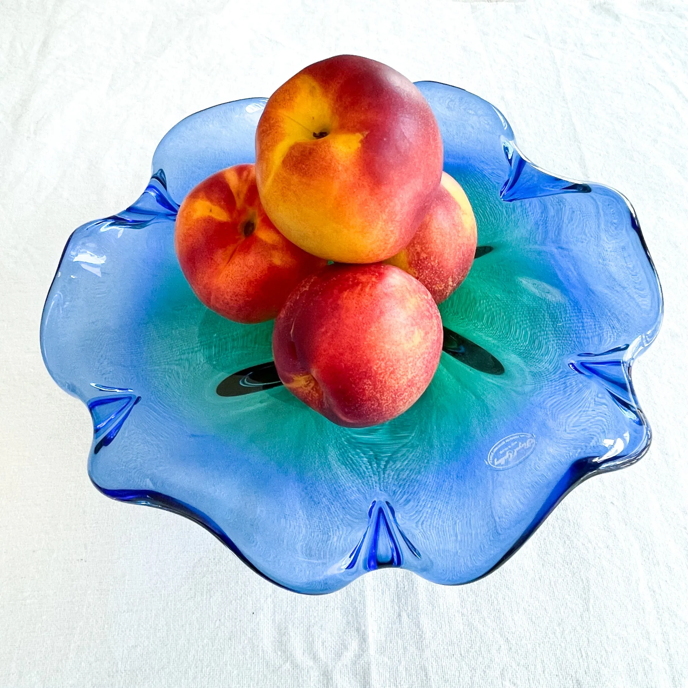 Blue/Green Art Glass Bowl/Display, Royal Gallery Made in Poland, Murano Style