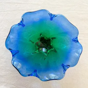 Blue/Green Art Glass Bowl/Display, Royal Gallery Made in Poland, Murano Style