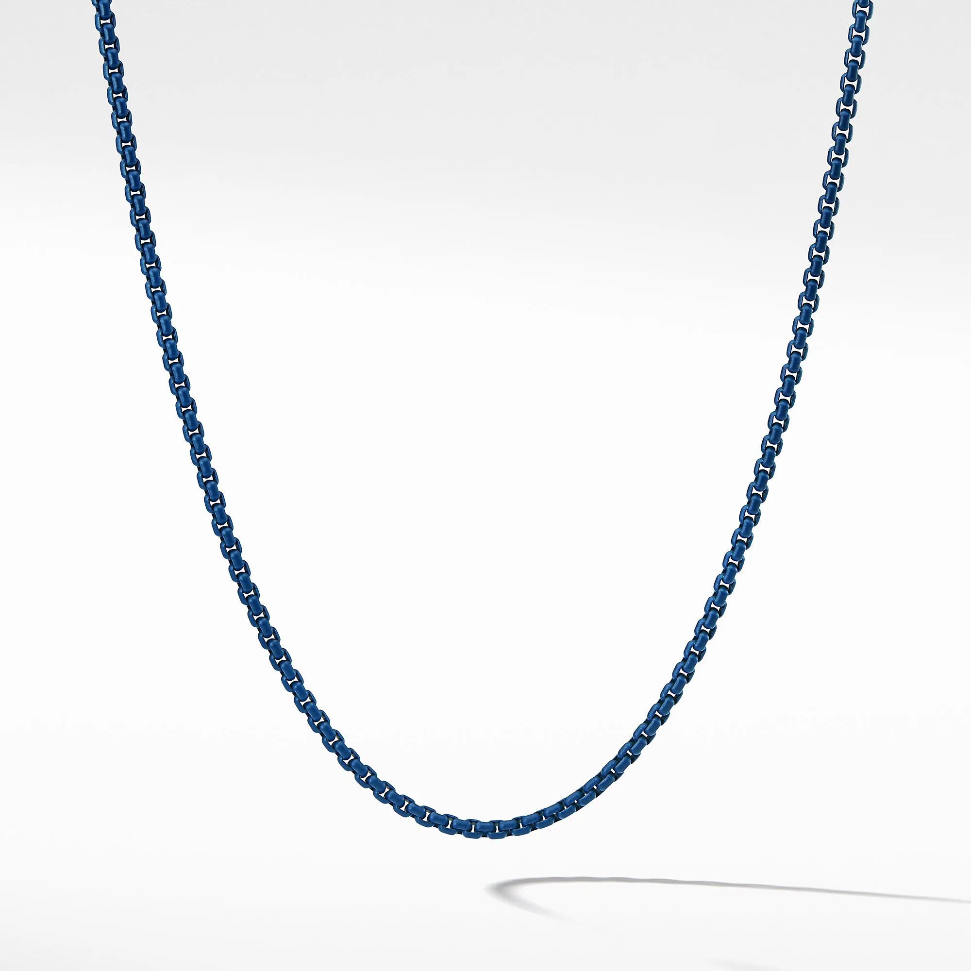 Box Chain Necklace in Blue, 24" Length