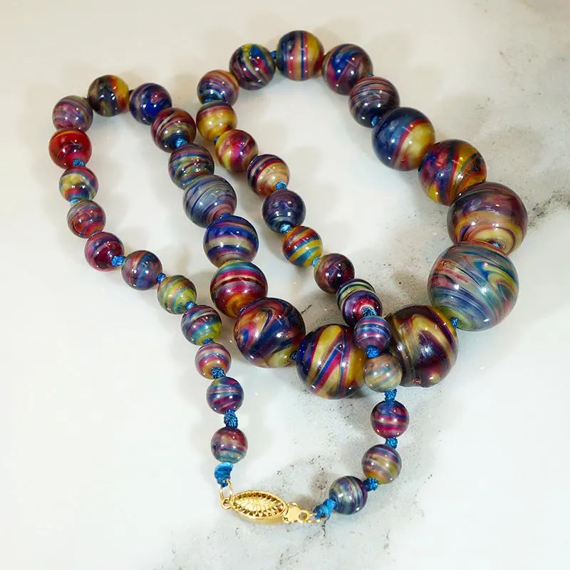 Brilliantly Colored Strand of Spun Glass Beads