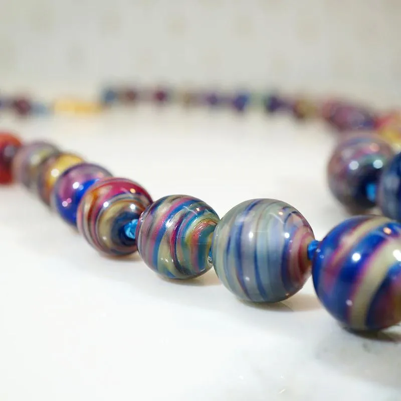 Brilliantly Colored Strand of Spun Glass Beads