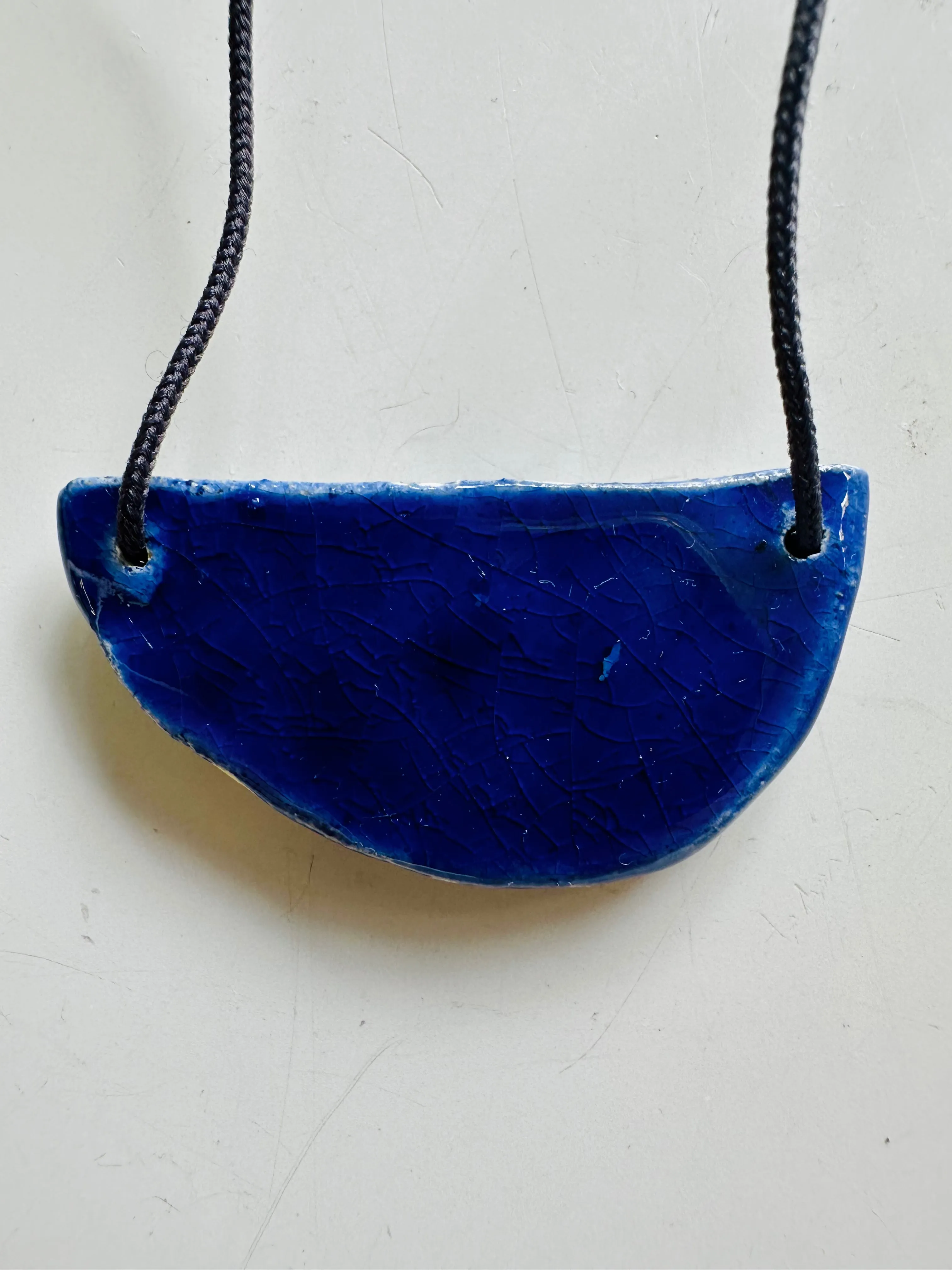 Ceramic Necklace Half Moon — INDIGO