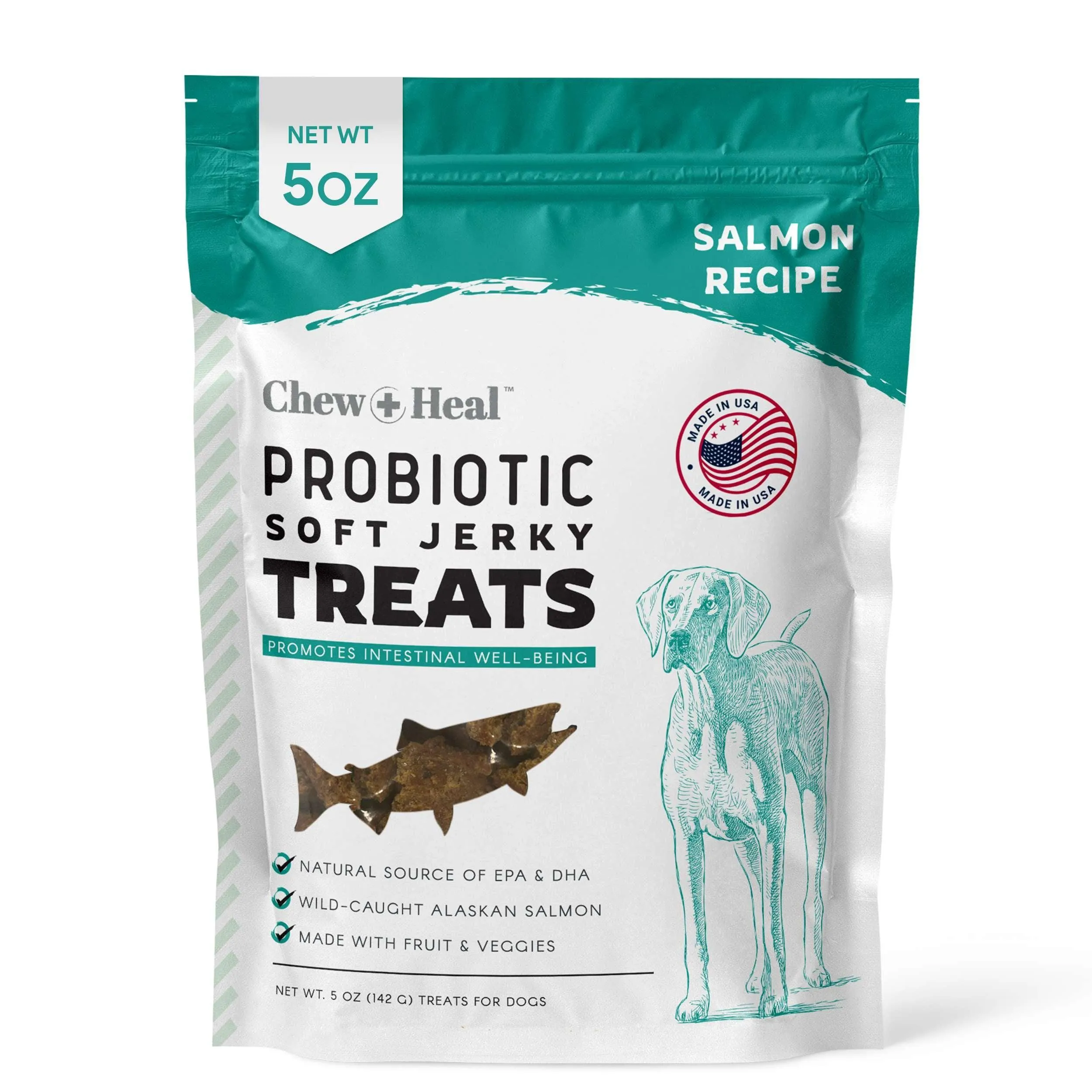 Chew   Heal Probiotic Salmon Jerky  Dog Treats