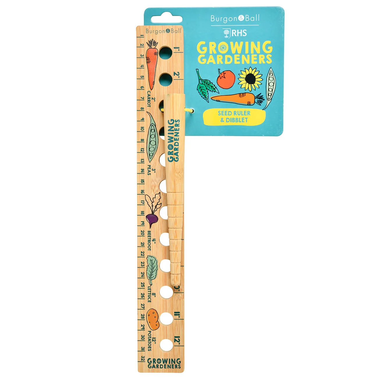 Children's Planting Ruler and Dibber Set - RHS Growing Gardeners