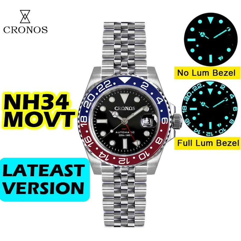 Cronos NH34 GMT Automatic Men Watch L6020