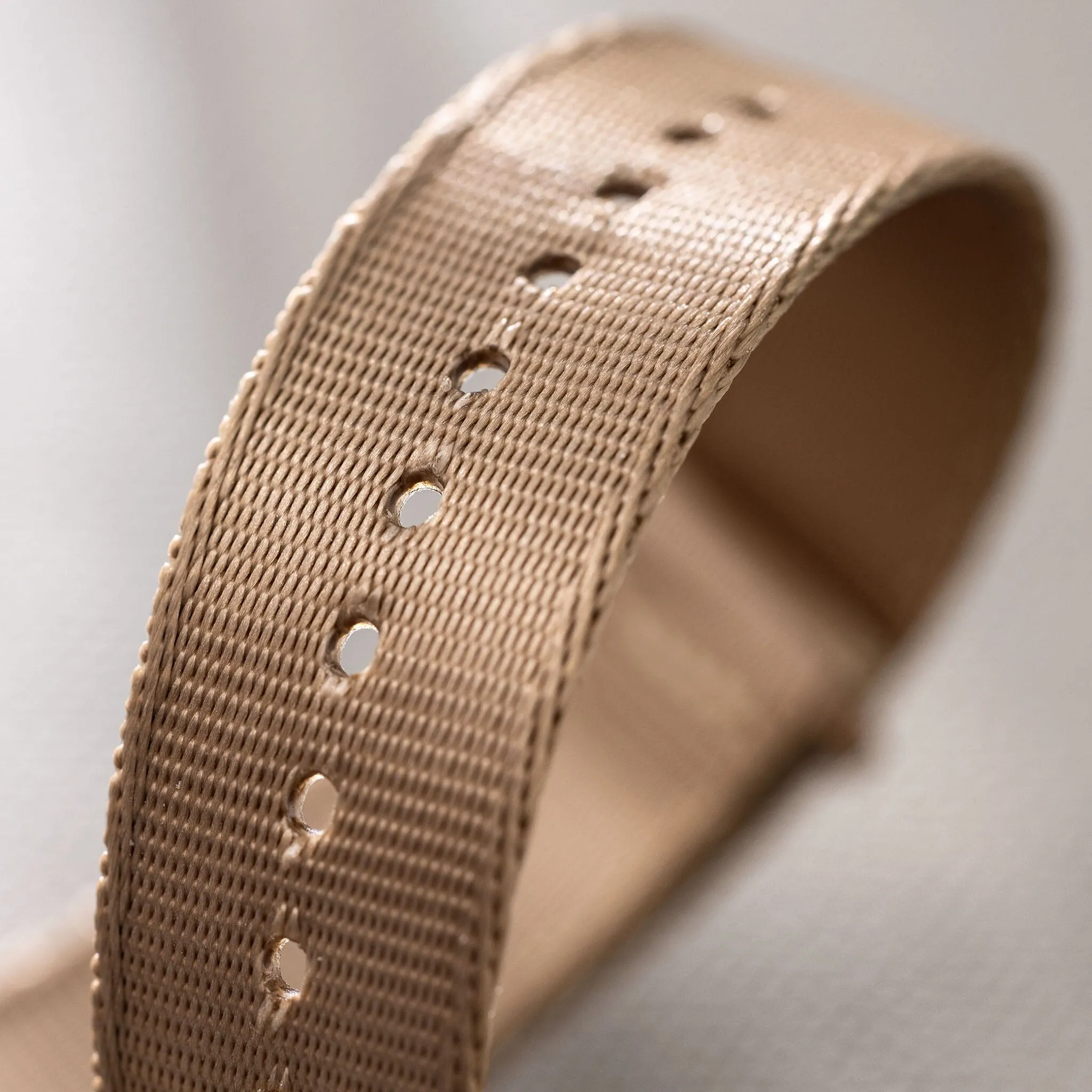 Deluxe Nylon Single Pass Watch Strap Coyote Brown - Rose Gold Brushed