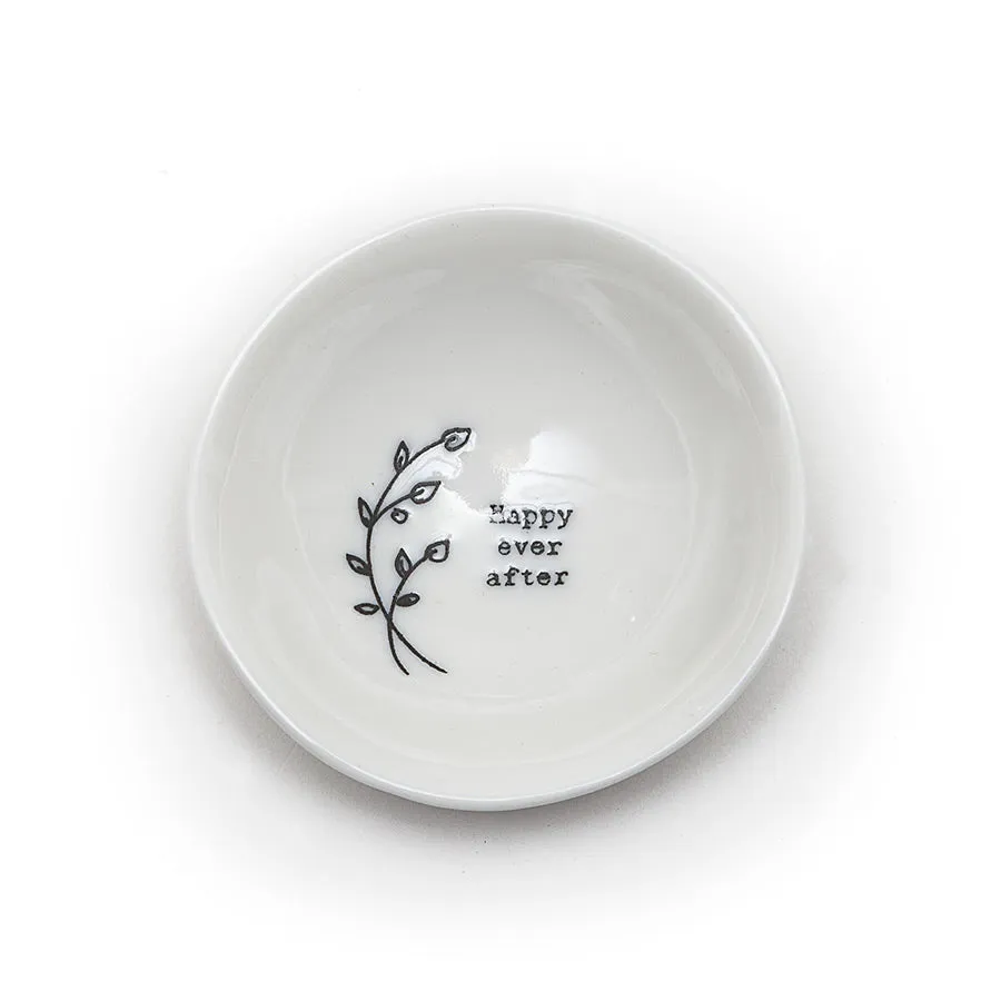 East of India Glazed Small Porcelain 'Happy Ever After' Dish