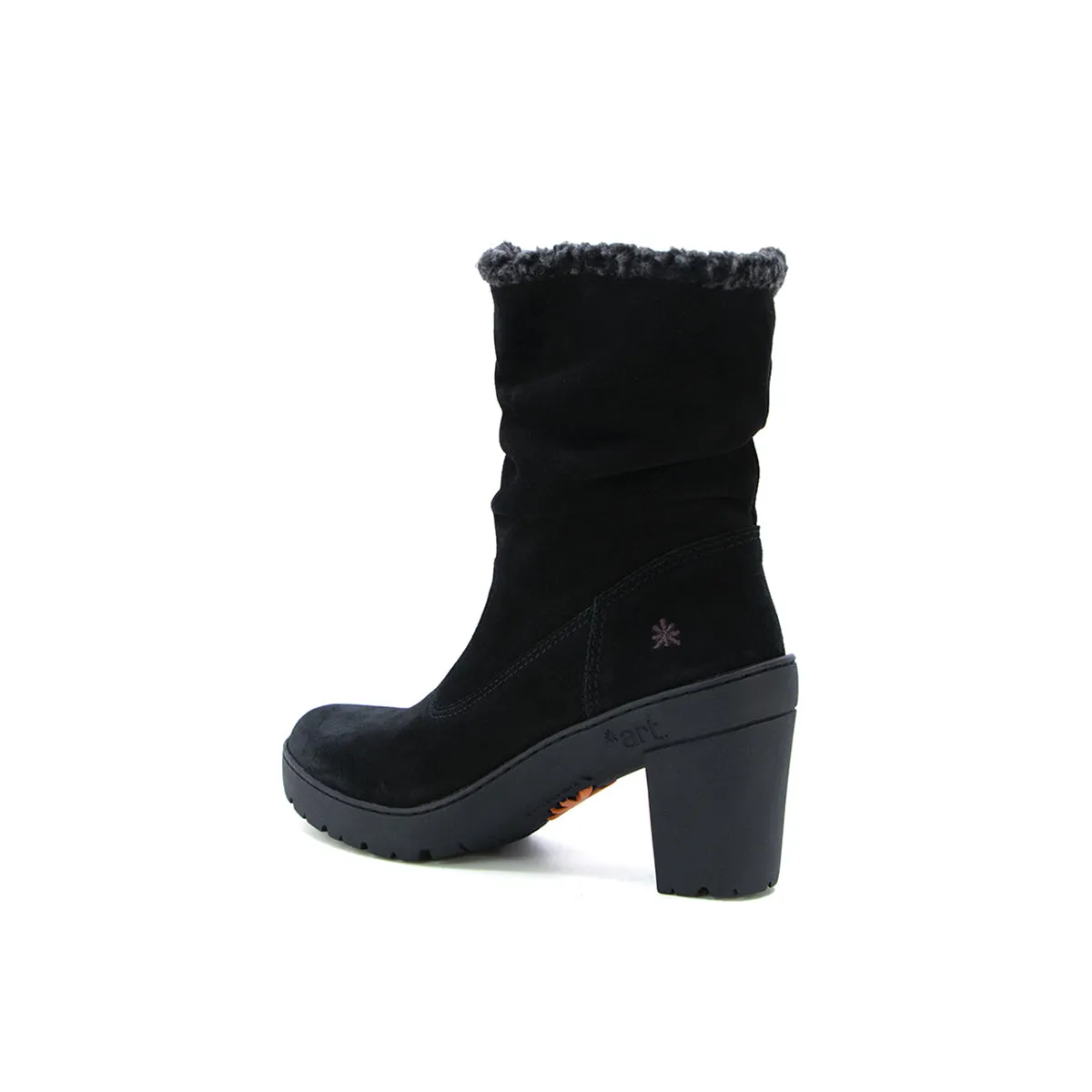 Eira black Soft Fur Heel Boots