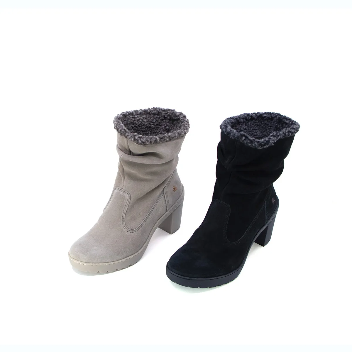 Eira black Soft Fur Heel Boots