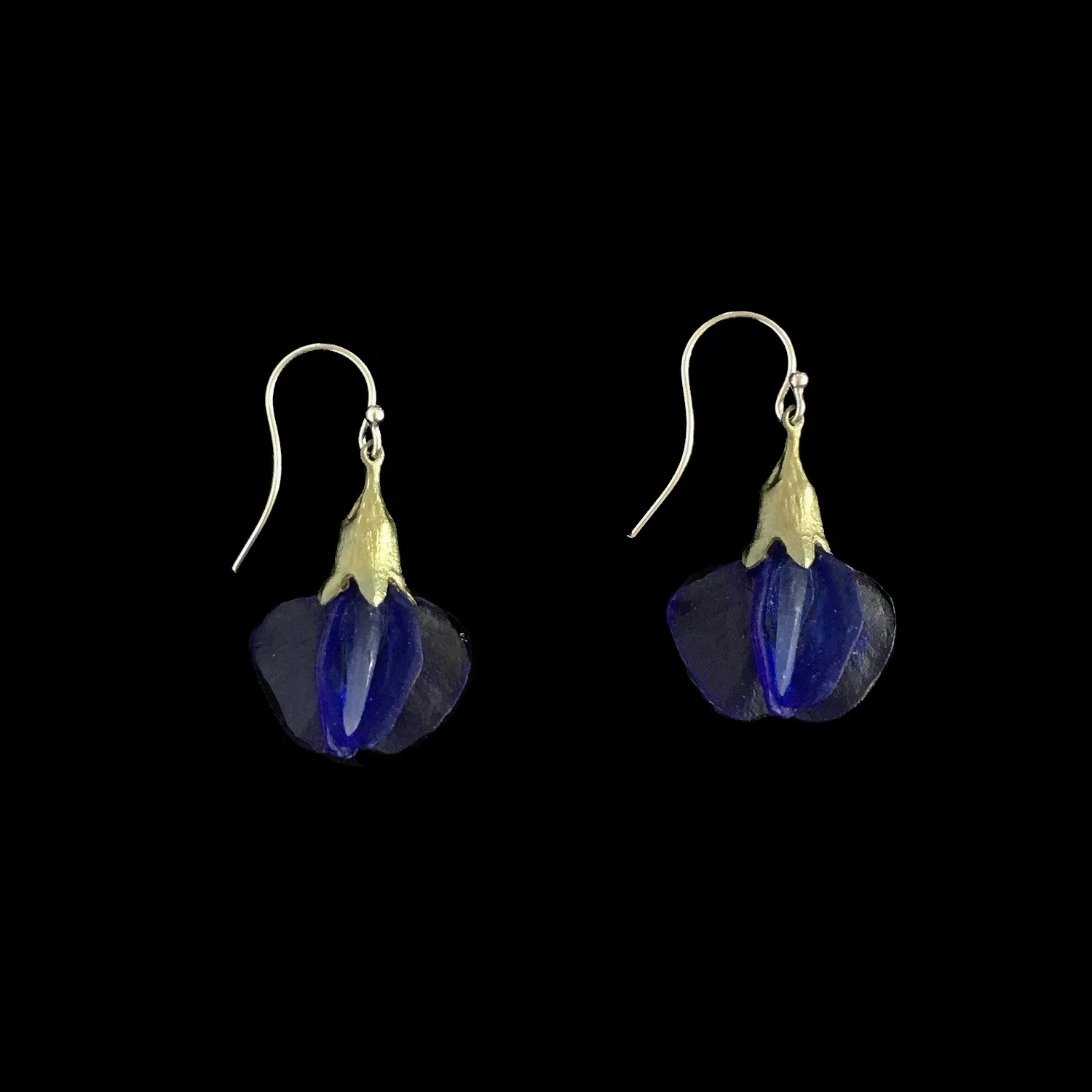 False Indigo Earrings - Glass Blossom Wire