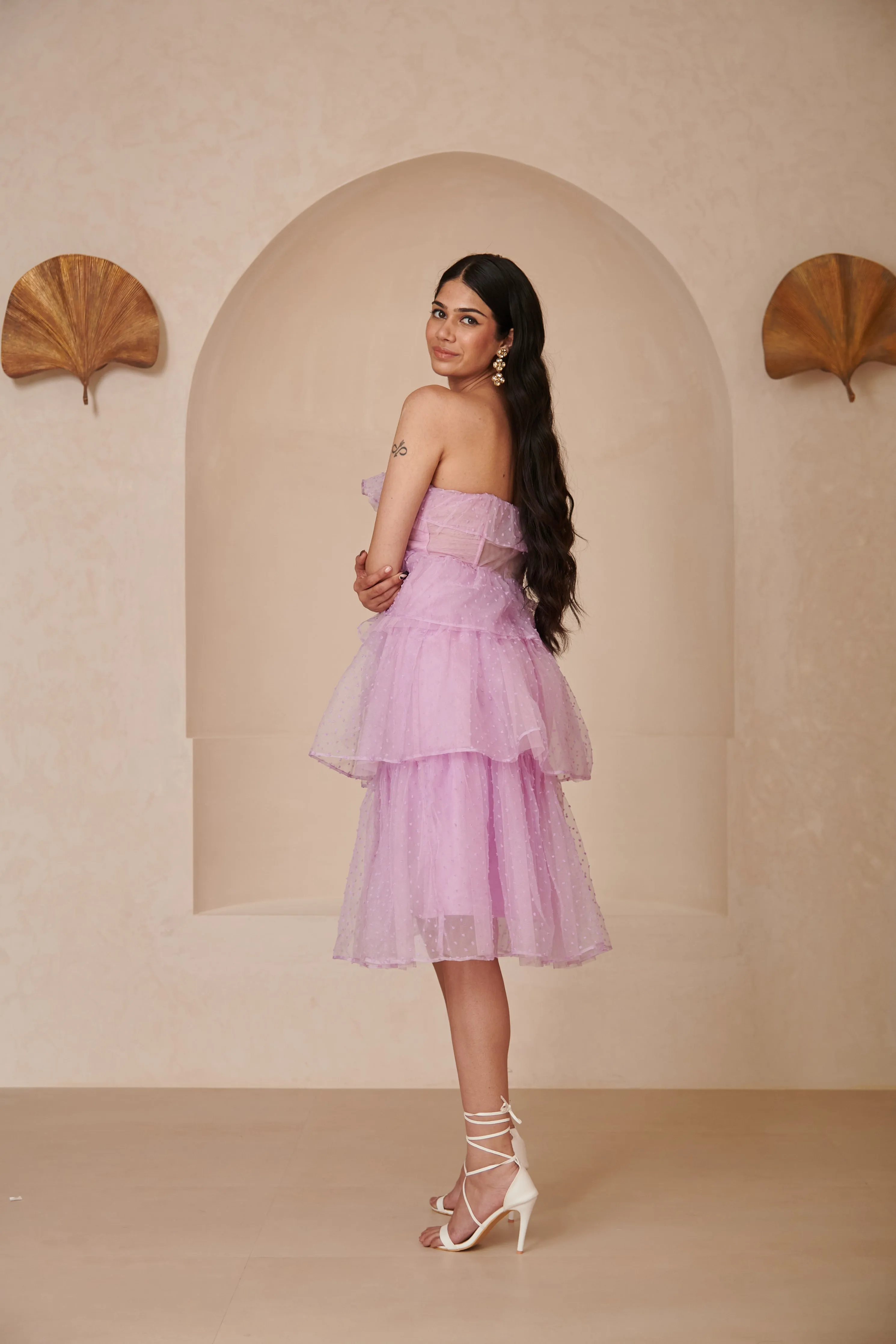 Florine Purple Organza Bandeau Corset Dress