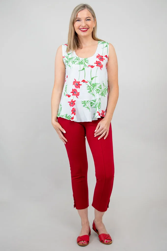 Ginny Tank, Poppies, Linen Bamboo - Final Sale