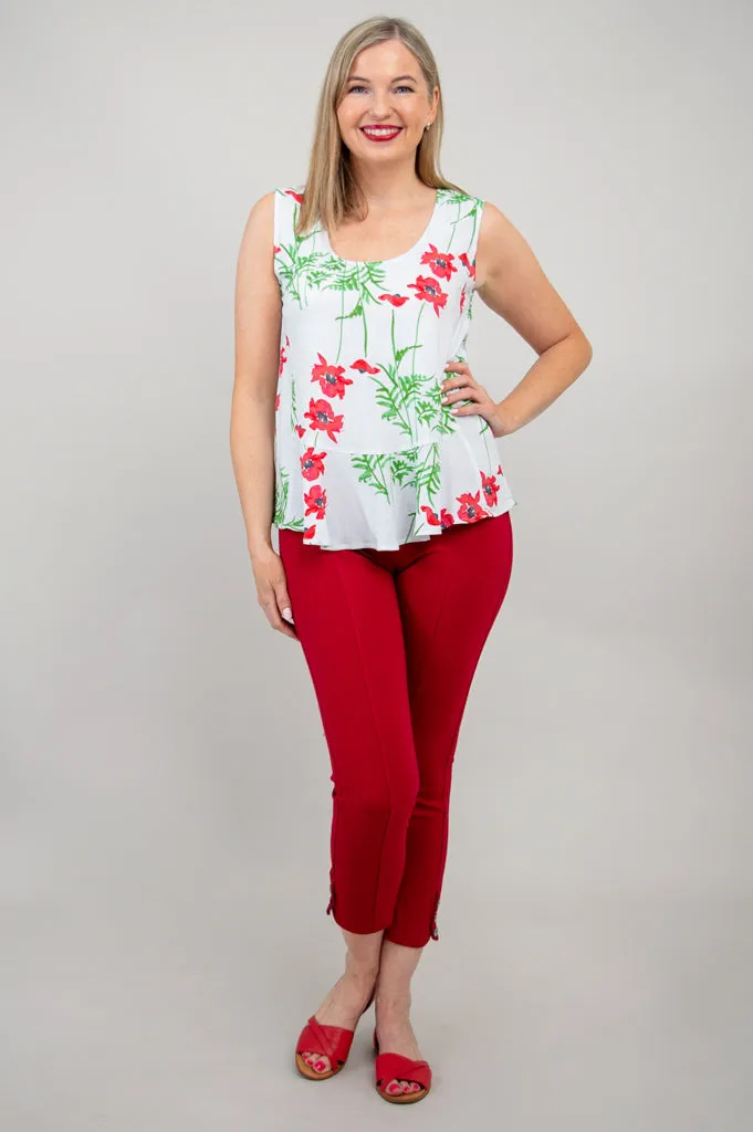 Ginny Tank, Poppies, Linen Bamboo - Final Sale