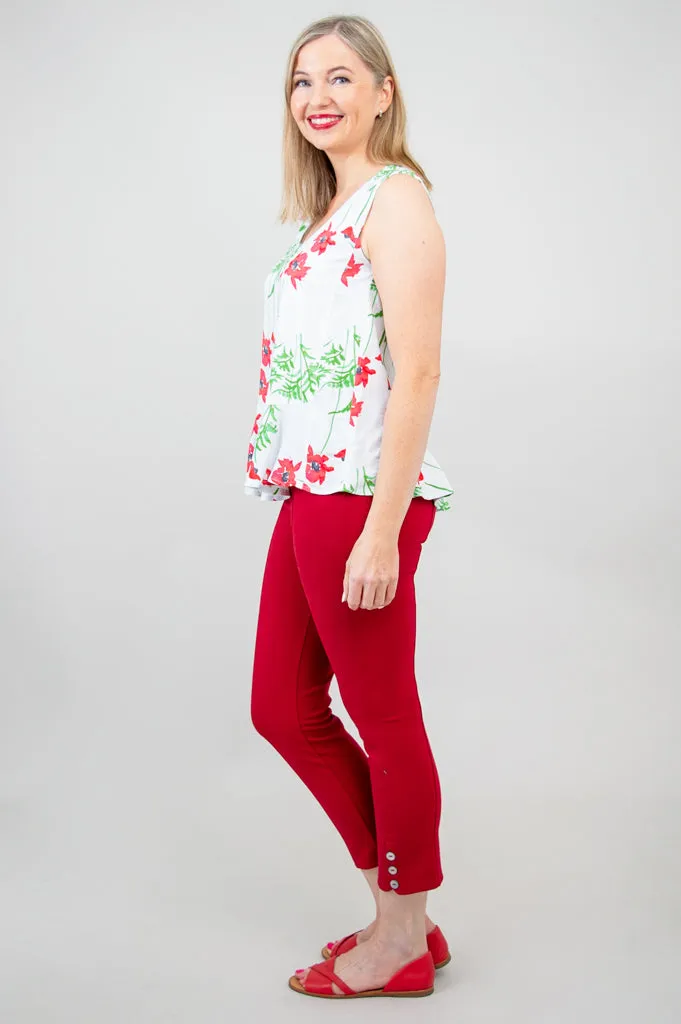 Ginny Tank, Poppies, Linen Bamboo - Final Sale