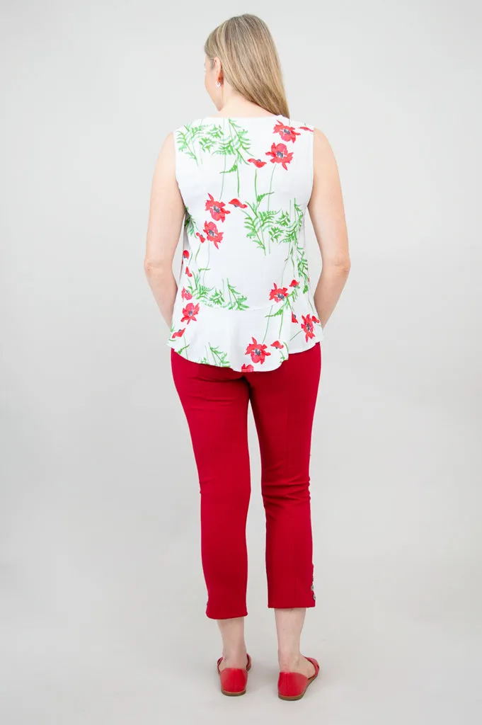 Ginny Tank, Poppies, Linen Bamboo - Final Sale