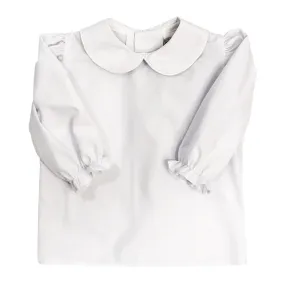 Girls Long Sleeve Button Back Shirt-White