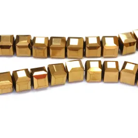 Glass Cube Metallic Bronze 6mm - 1 string