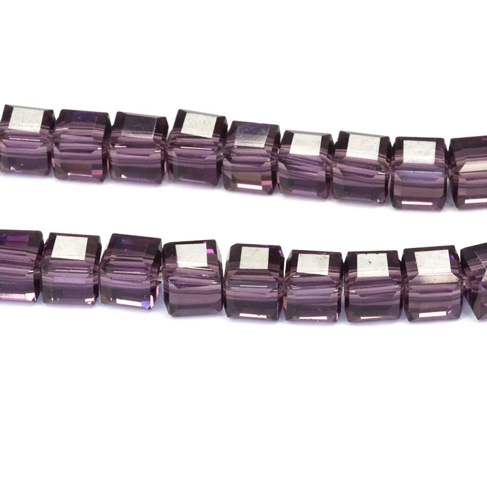 Glass Cube Purple 6mm - 1 string