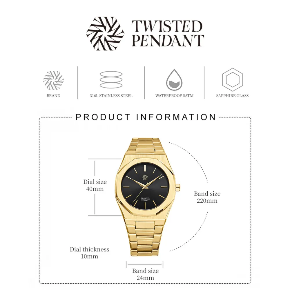 Gold & Black Stainless Steel Watch