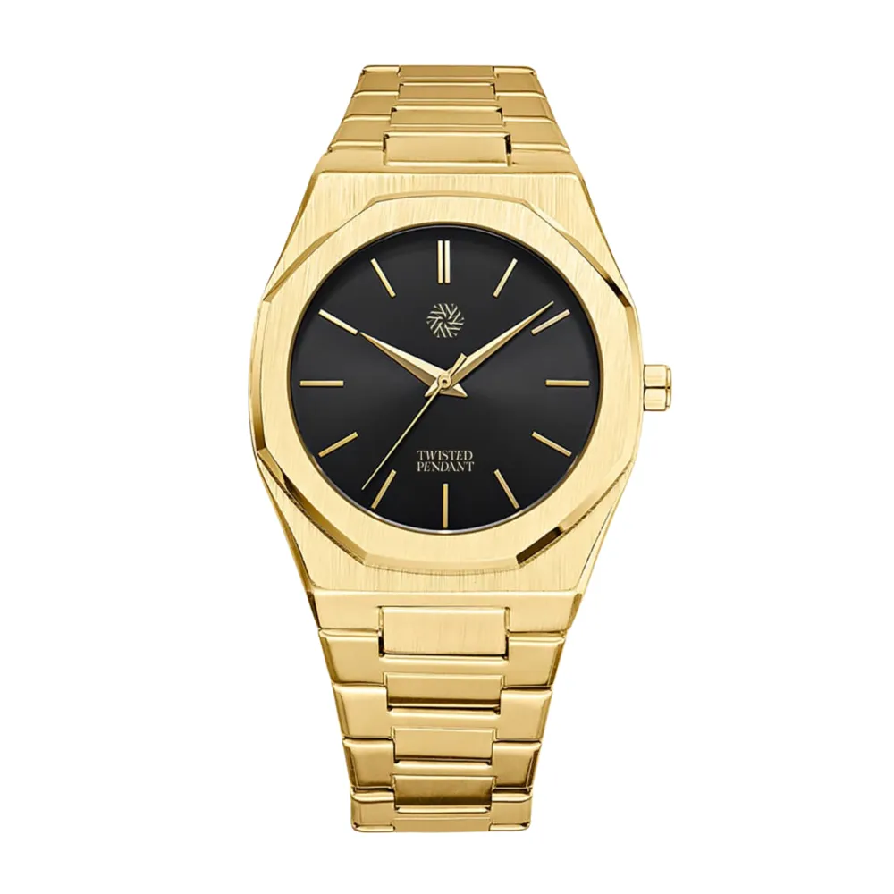 Gold & Black Stainless Steel Watch