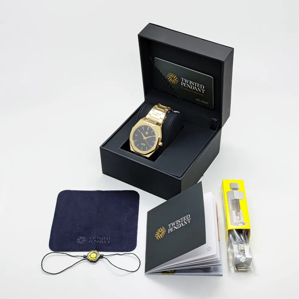 Gold & Black Stainless Steel Watch