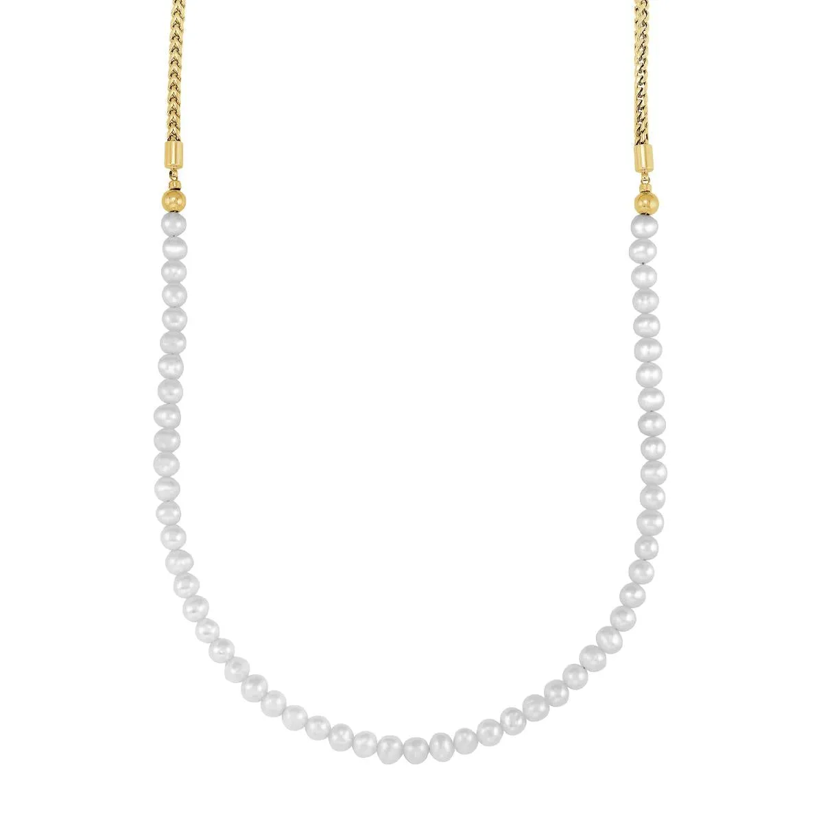 GOLD PLATED STEEL FRESHWATER PEARL NECKLACE