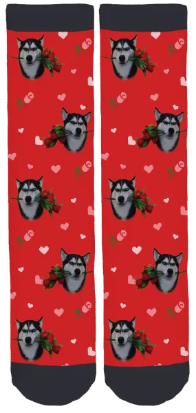 Grumpy Husky Rose Socks