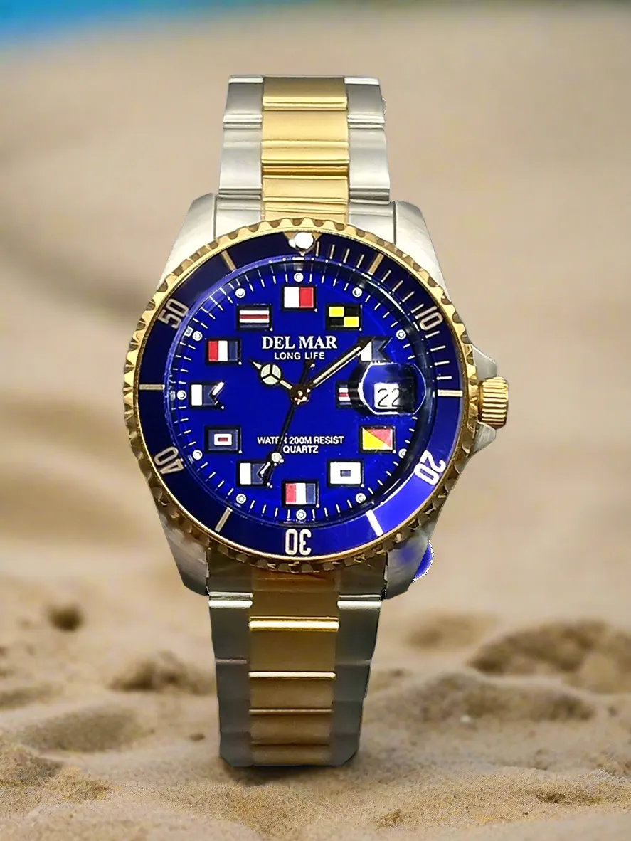 Men's Long Life Nautical Blue Face & Bezel Watch #50407