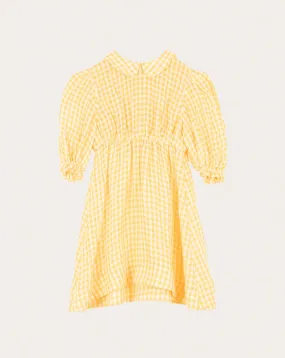 Nora Dress Linen Check Yellow