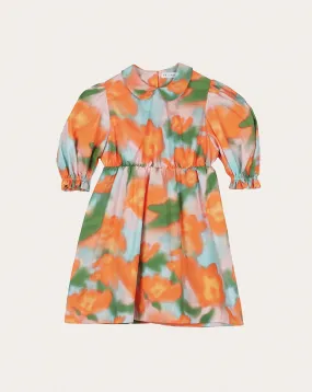 Nora Dress Organic Cotton Floral Orange