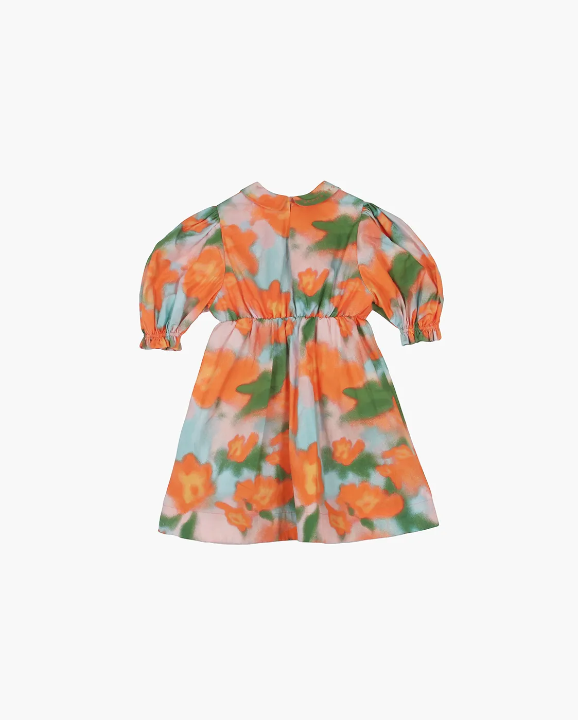 Nora Dress Organic Cotton Floral Orange