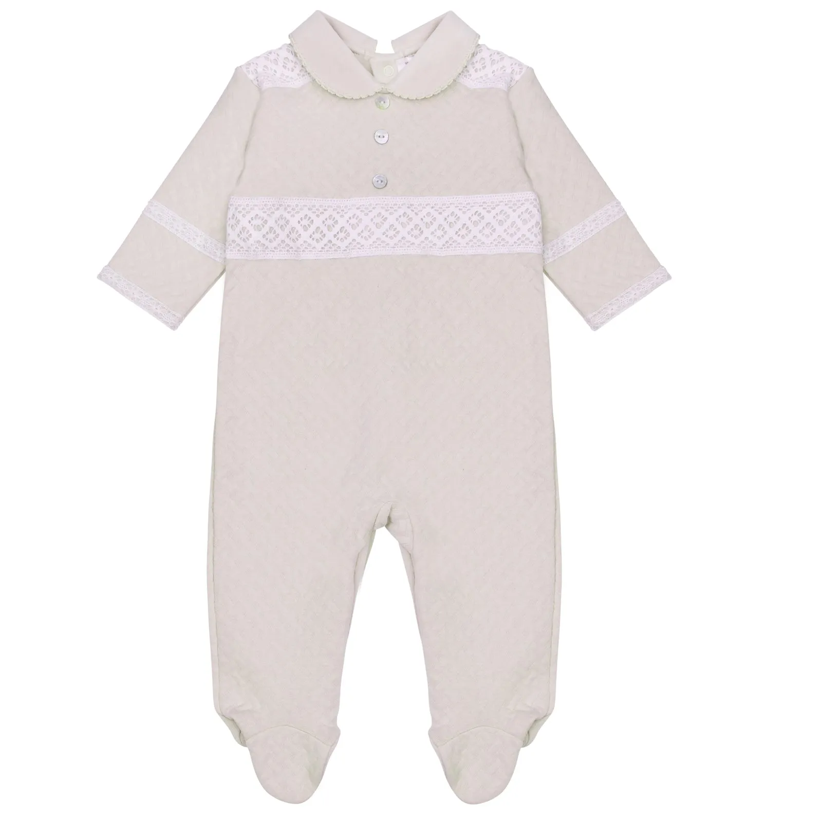 Pima Cotton Quilted Baby Grow Nude